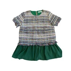 XS Jade Melody Tam Tweed Skirted Blouse